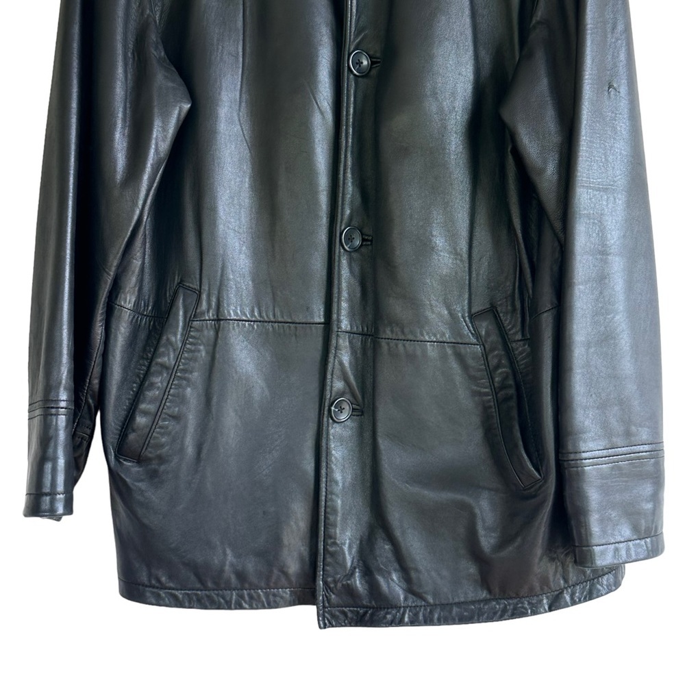 Oversized Boyfriend Black Lambskin Leather Coat Jacket Buttery Soft Quiet Luxury - Picture 6 of 13